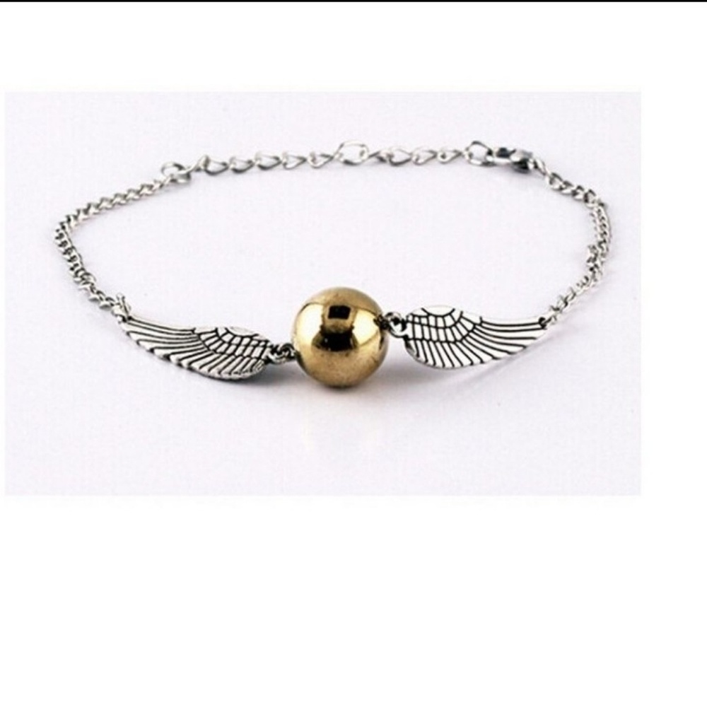 Ladies Silver 1pc Infinity Gold Ball Bracelet
